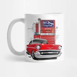 1957 Red and White Garage Built Chevy Bel Air Mug